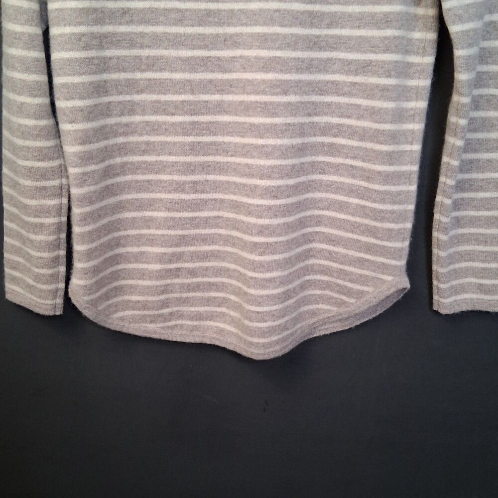 100% Cashmere Striped Philosophy Sweater Size XS Oatmeal Soft Luxury Knit - Picture 9 of 13